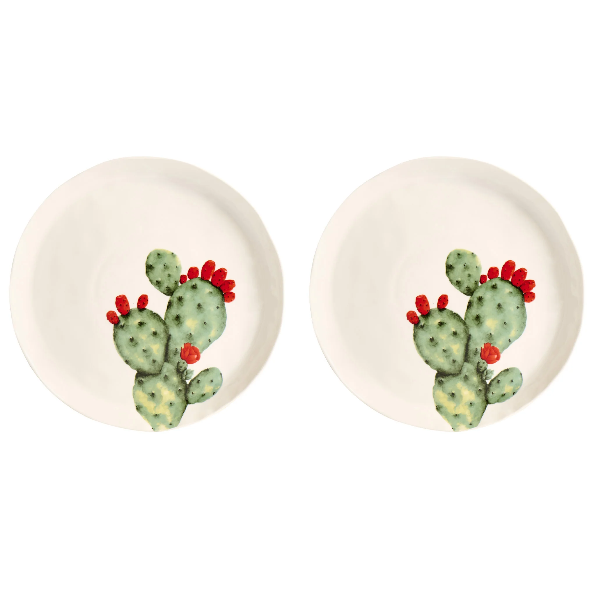 Set 2 piatti piani ceramica "Fico d'india" 