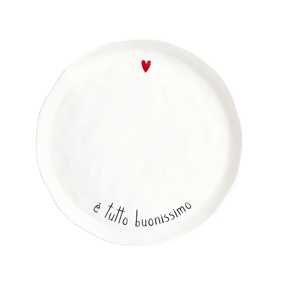 Set 2 piatti piani ceramica "E' tutto buonissimo" 