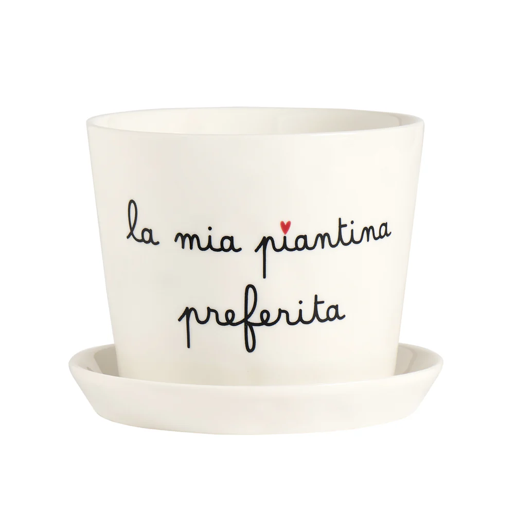 Vaso ceramica con sottovaso "La mia piantina preferita"