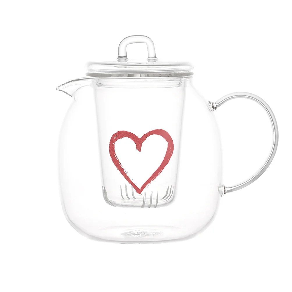 Teiera vetro "Cuore graffiti rosso" 600ml