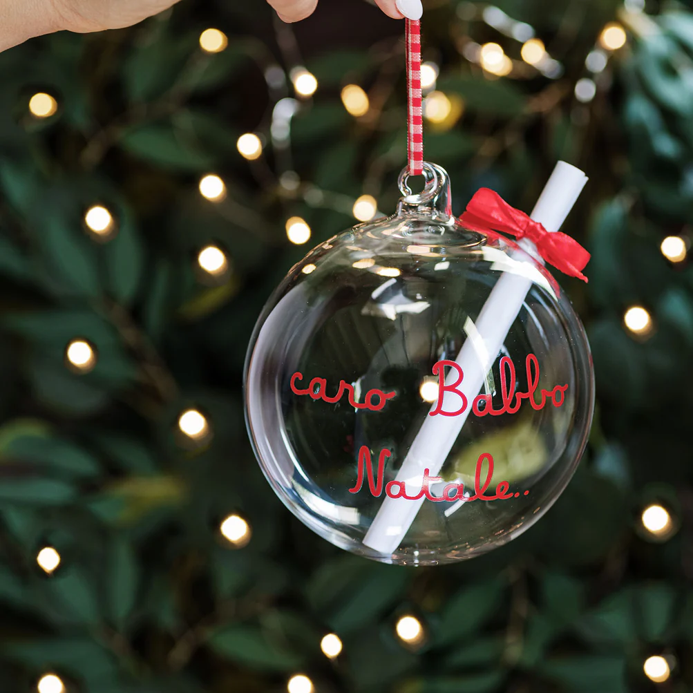 Pallina vetro "Caro Babbo Natale" 12cm 