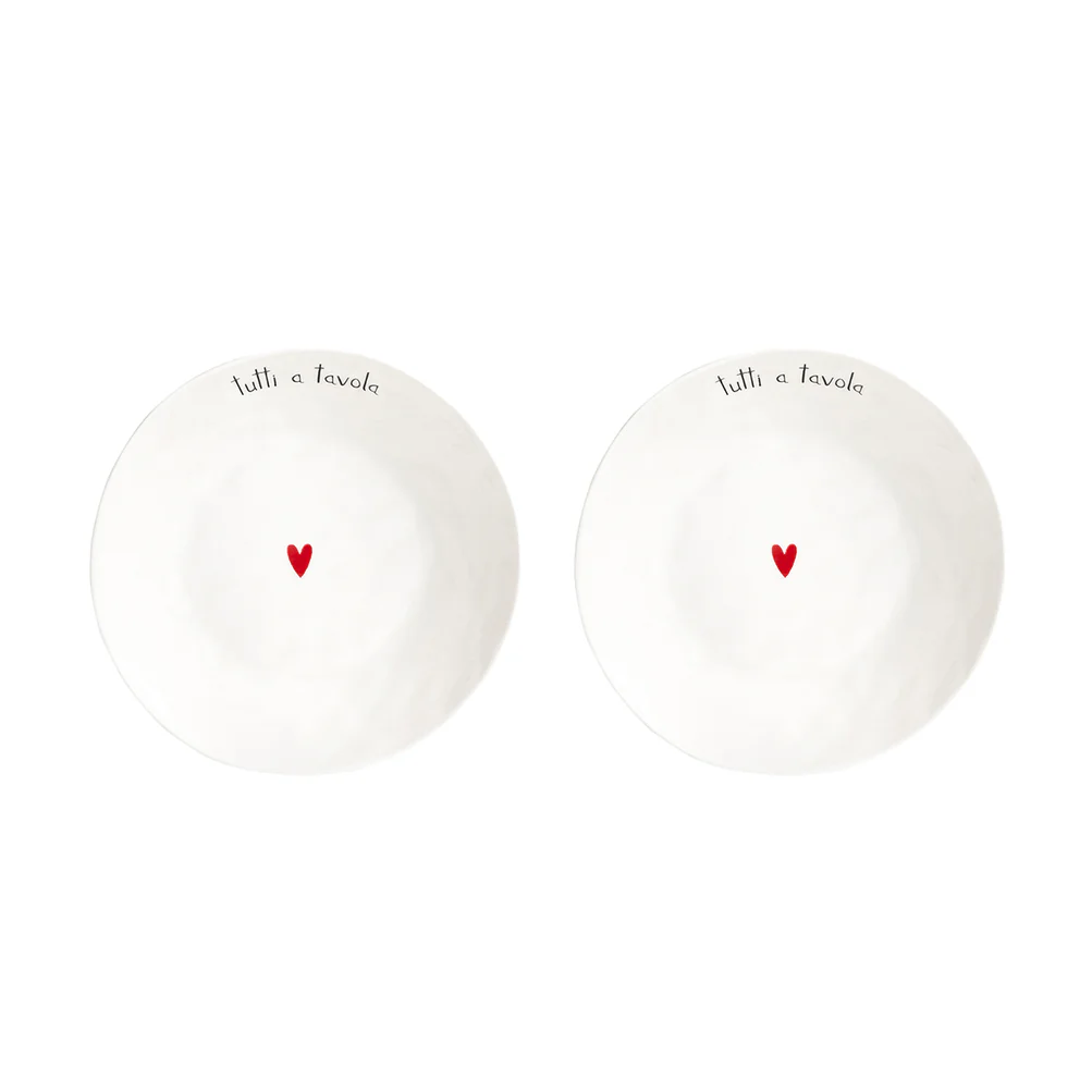 Set 2 piatti fondi ceramica "Tutti a tavola" 