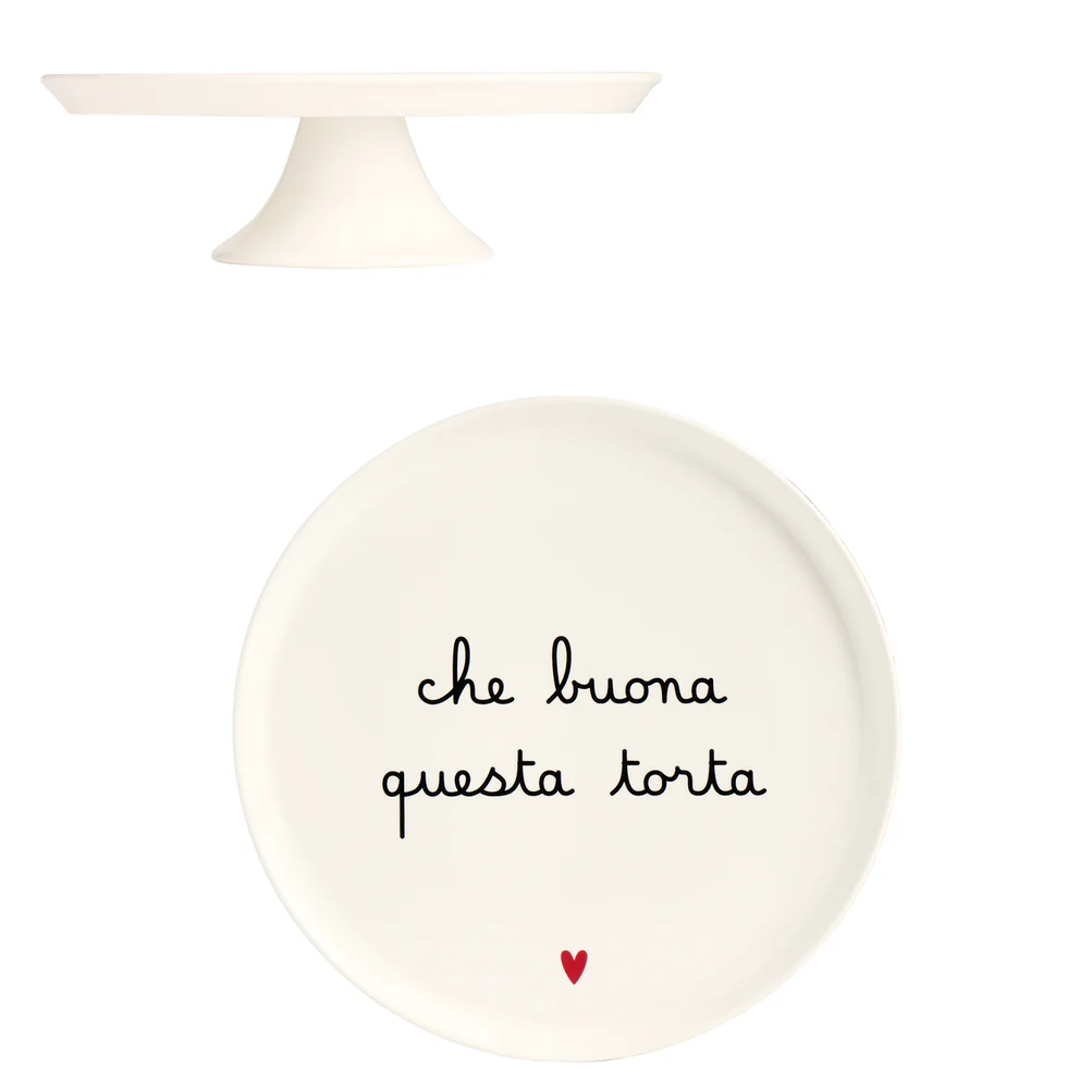Alzata per dolci e torte in ceramica "Che buona questa torta"
