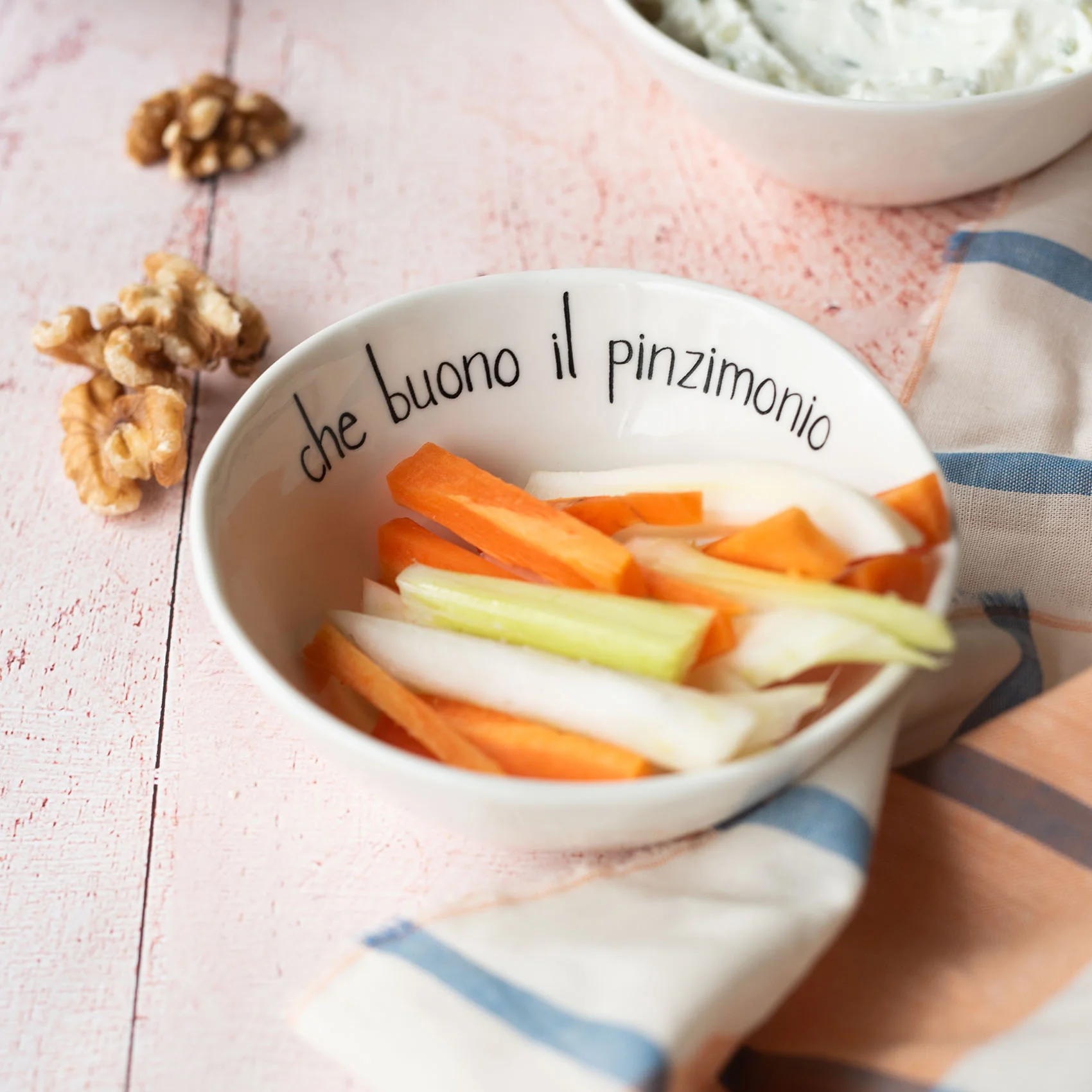 Set 4 coppette in ceramica "Che buono il pinzimonio"