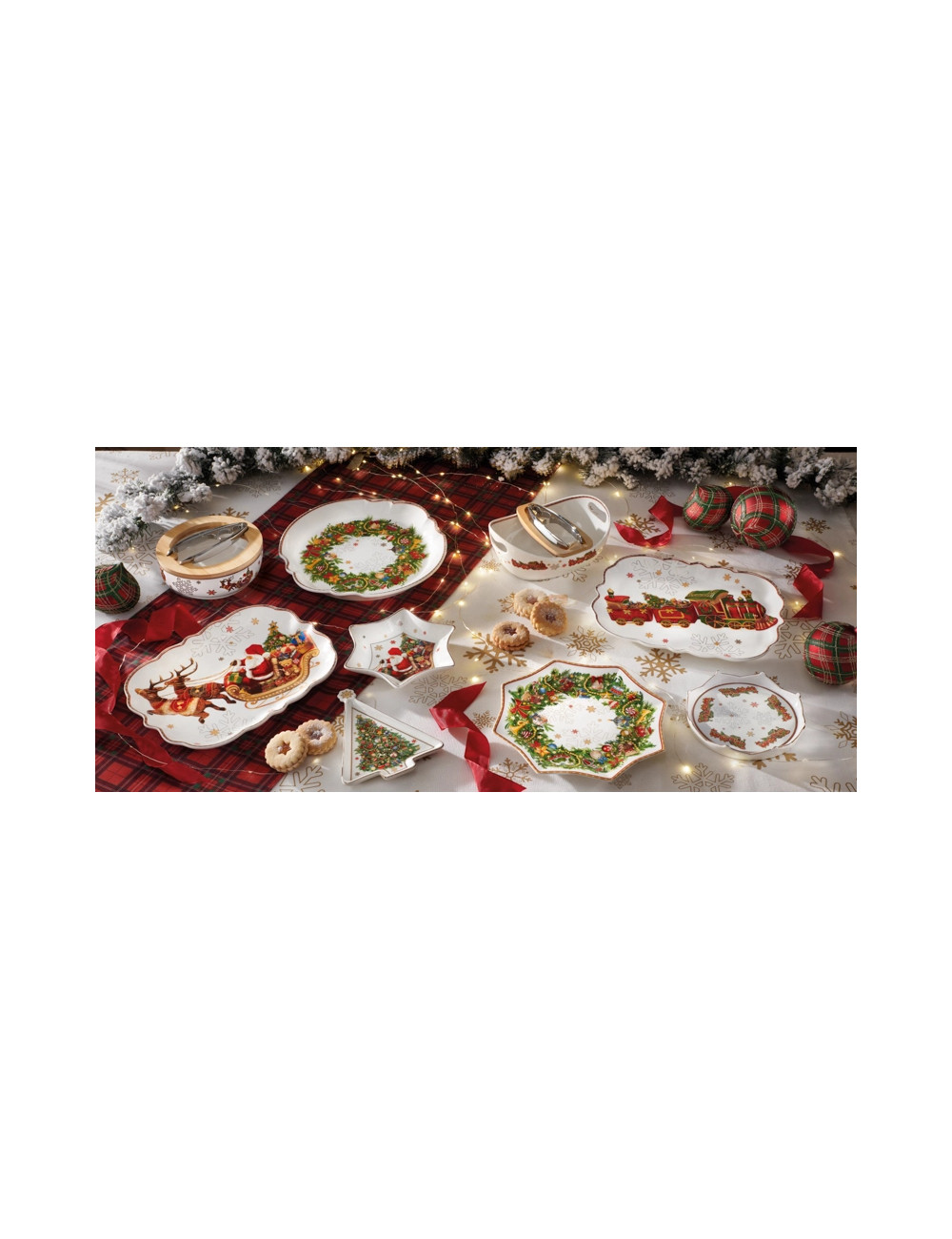 Vassoio decoro slitta Christmas in ceramica 