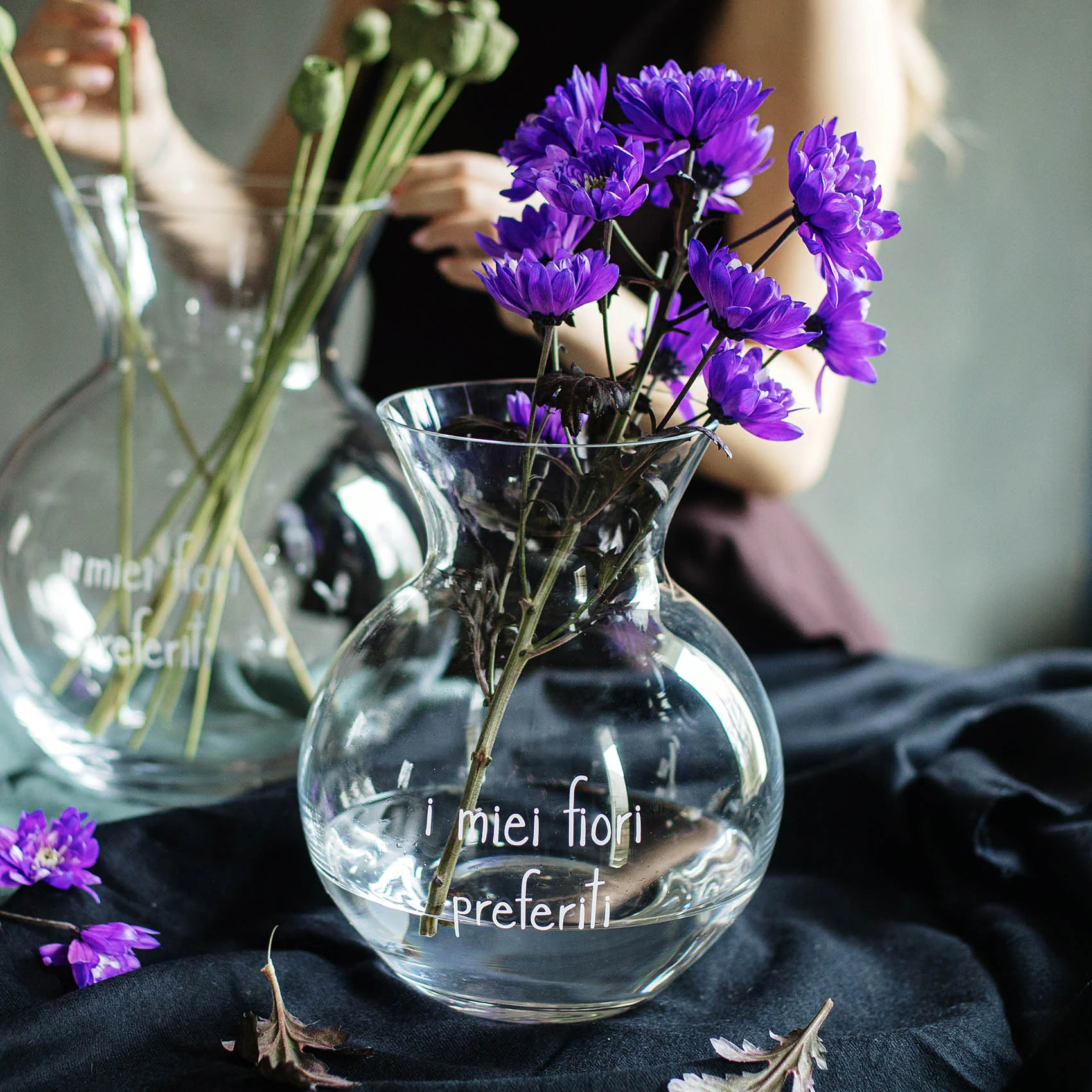 Vaso porta fiori vetro "I miei fiori preferiti"