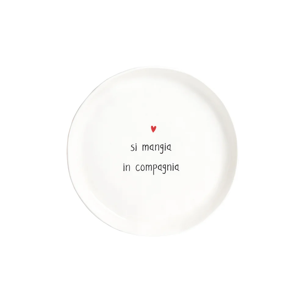 Set 2 piatti dessert ceramica "Si mangia in compagnia" 