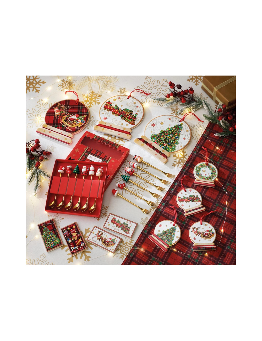 Sottopentola decoro Babbo Natale Christmas in ceramica-sughero