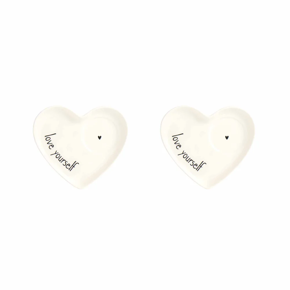 Set 2 piattini per tazzine cuore in ceramica "Love yourself"