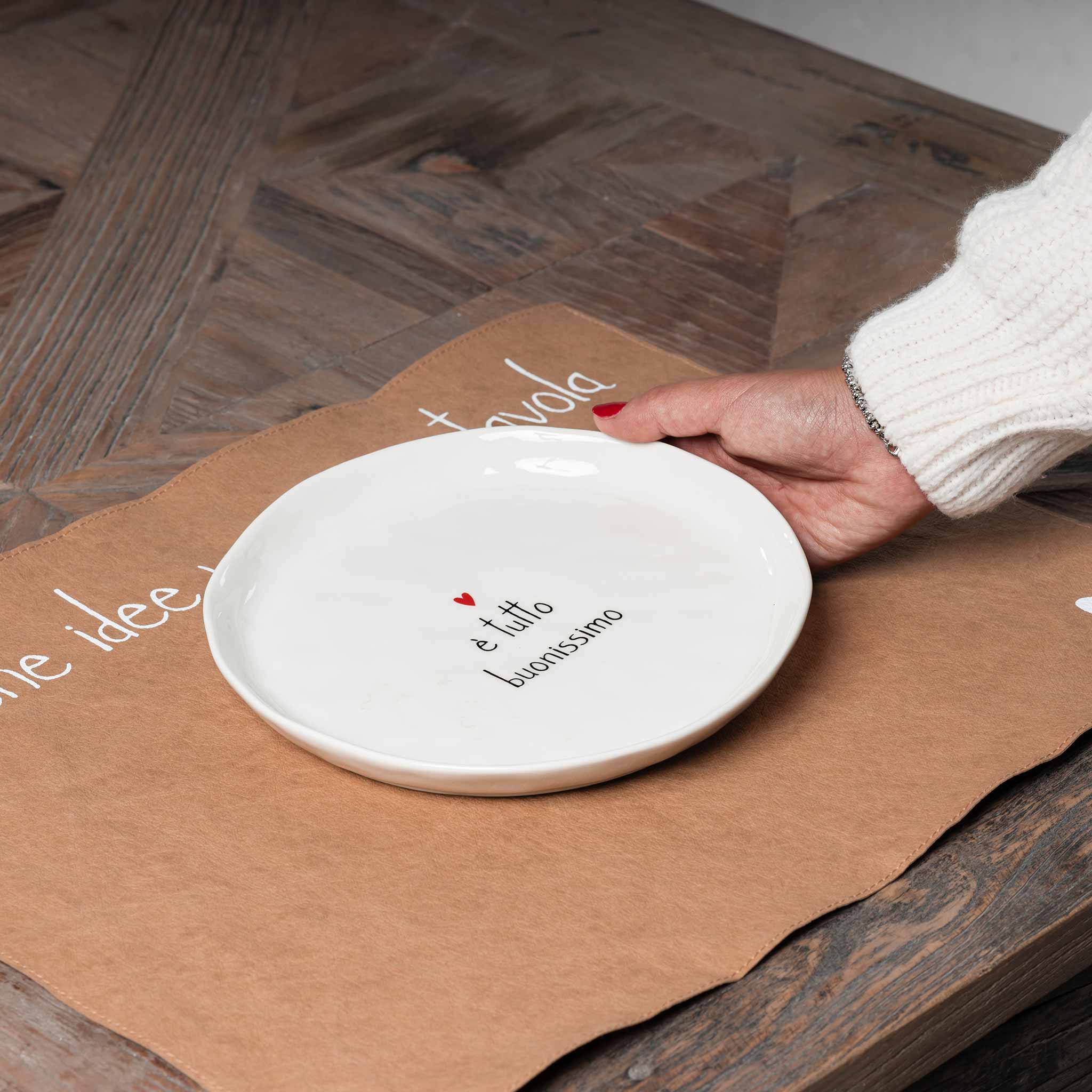 Set 2 piatti dessert ceramica "E' tutto buonissimo"