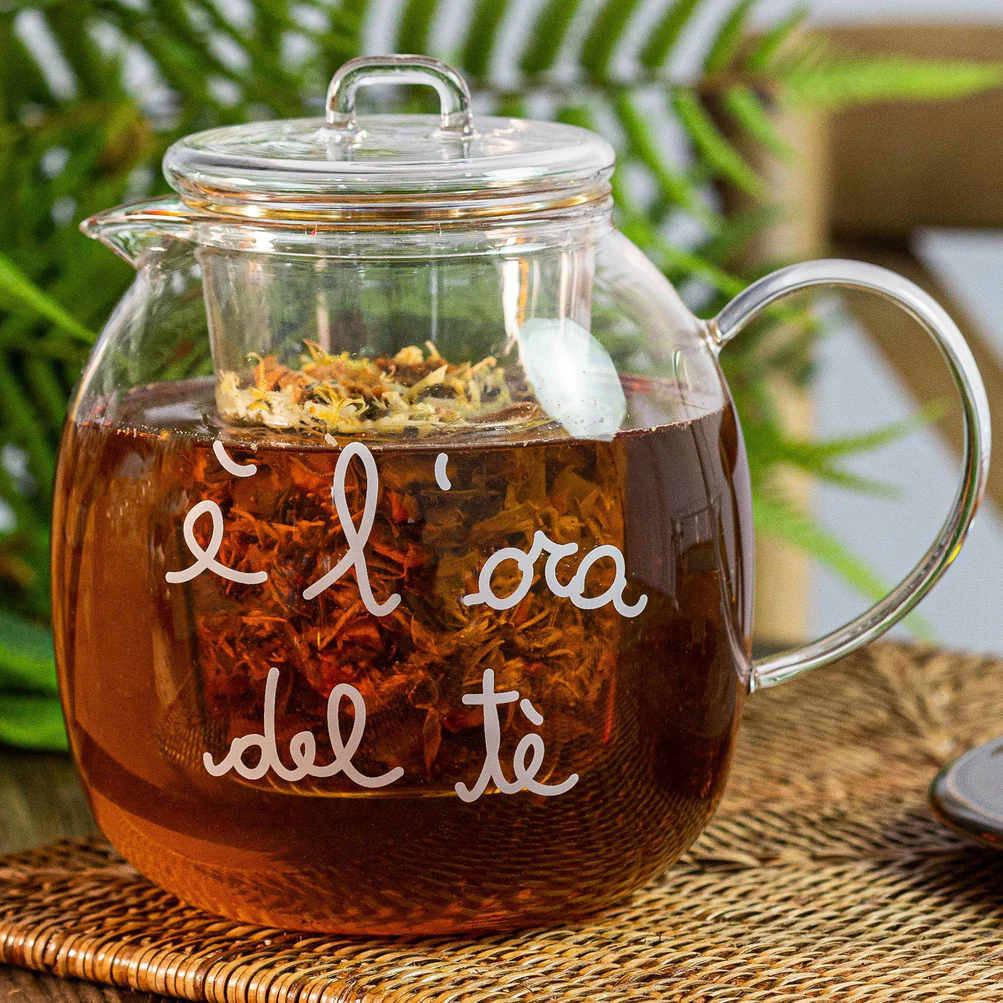 Teiera vetro "E' l'ora del tè" 1000ml