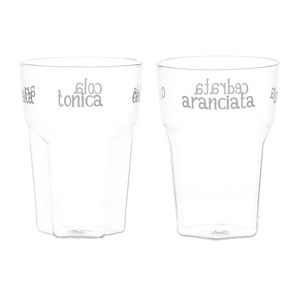 Set 2 bicchieri vetro "Cola-Tonica-Cedrata-Aranciata"