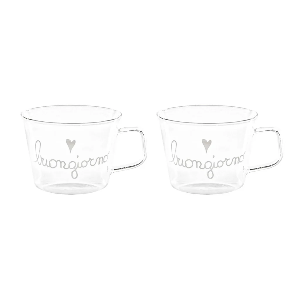 Set 2 tazze vetro colazione "Buongiorno"