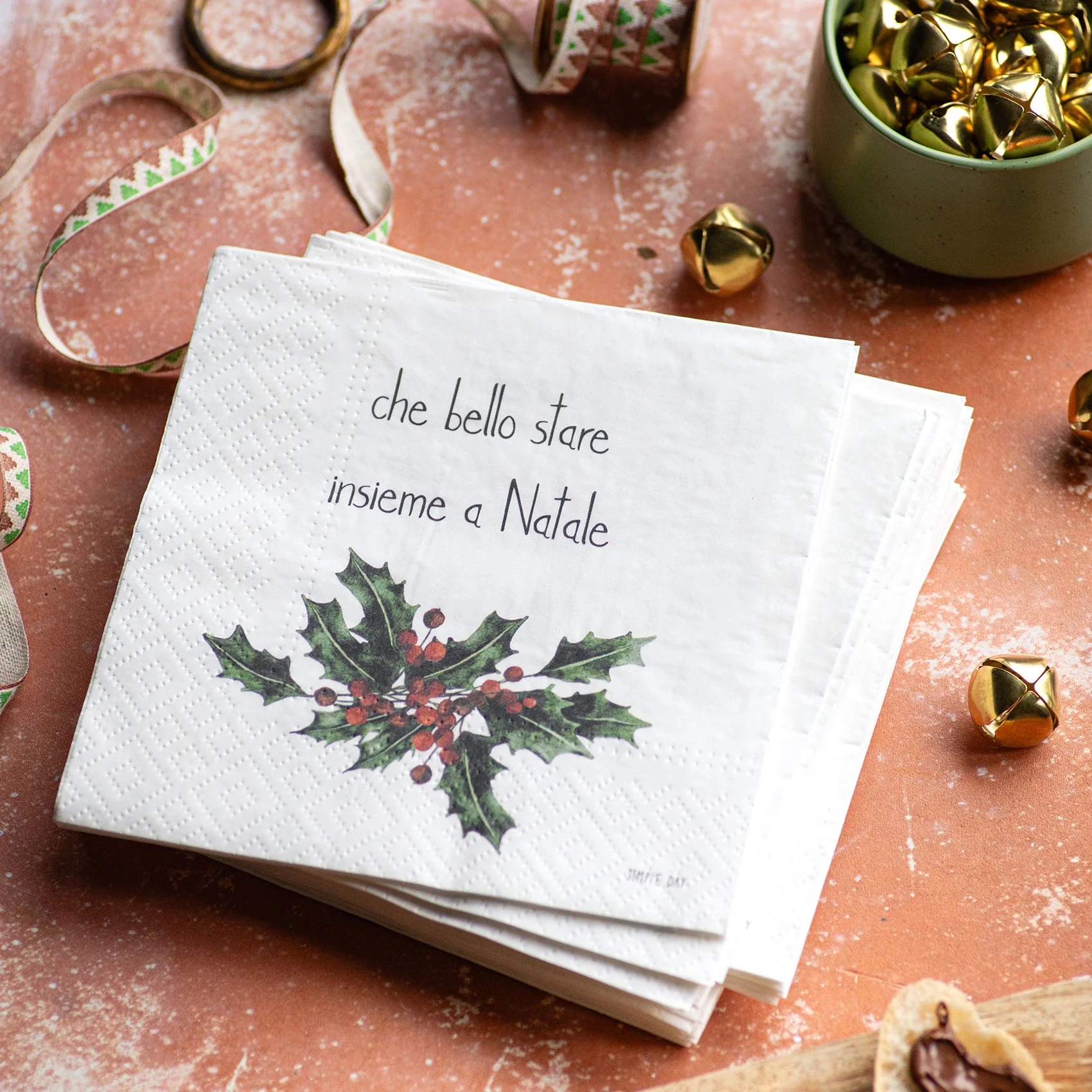 Set 20 tovaglioli in carta "Che bello stare insieme a Natale"