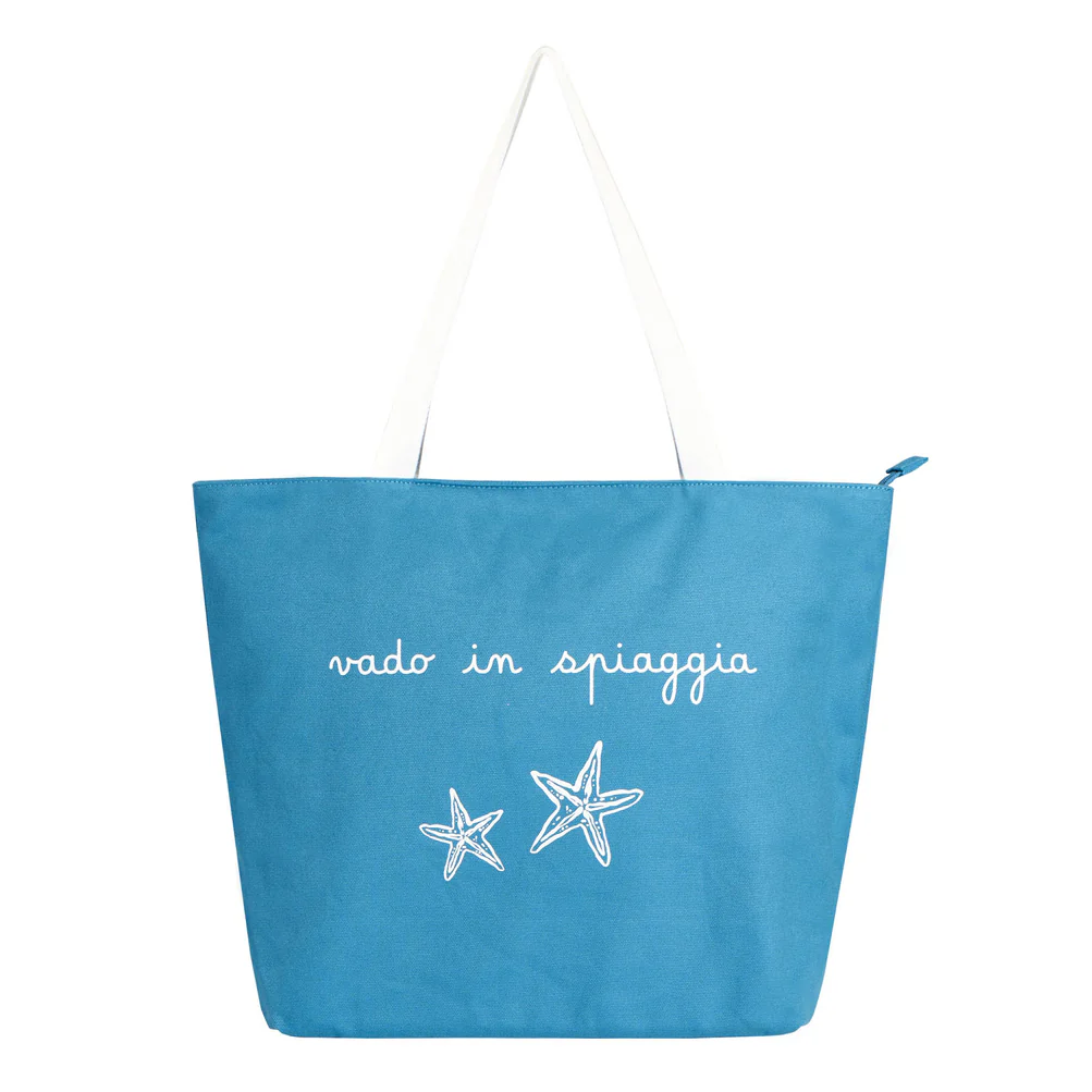Borsa in canvas decoro "Vado in spiaggia" 