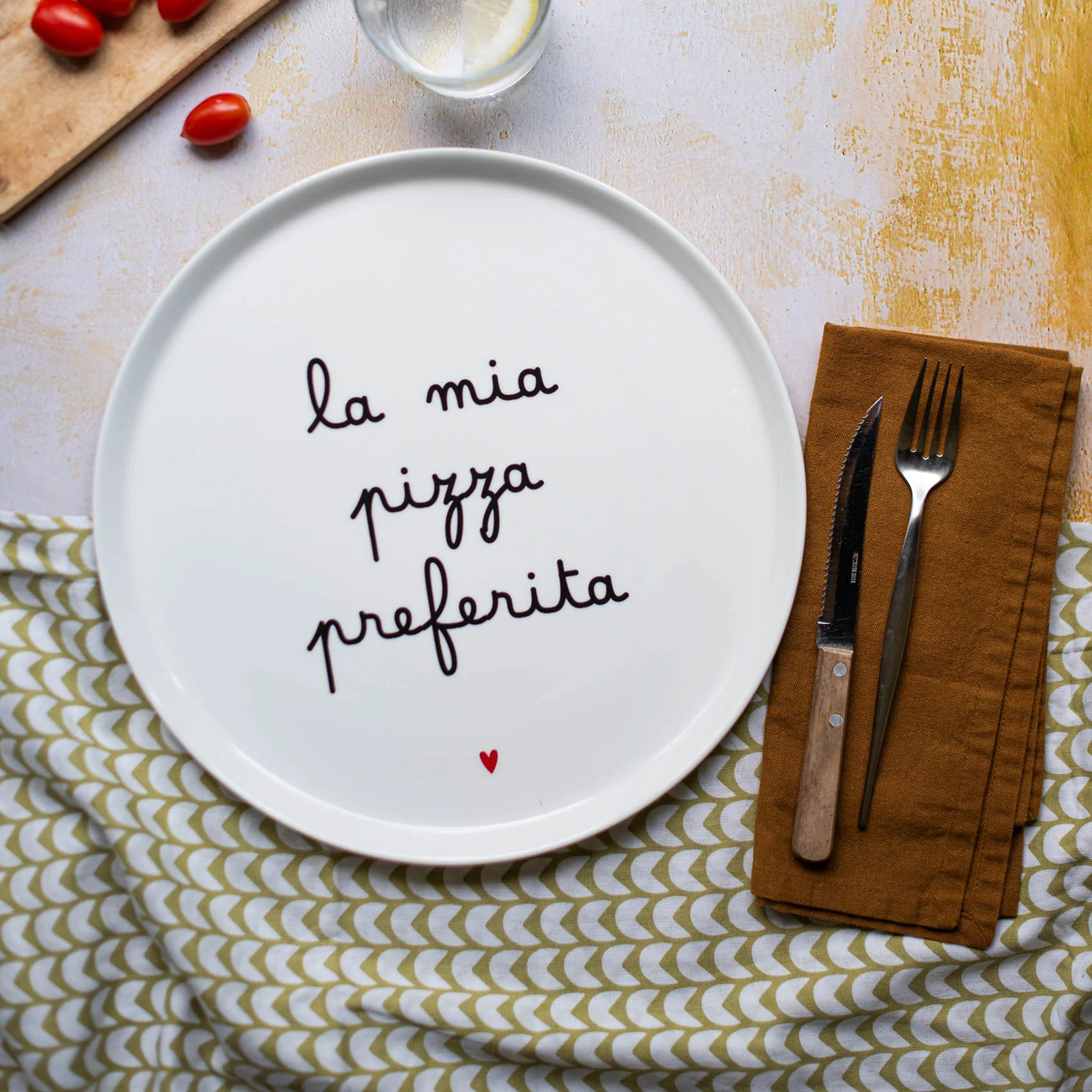 Piatto pizza ceramica "La mia pizza preferita"