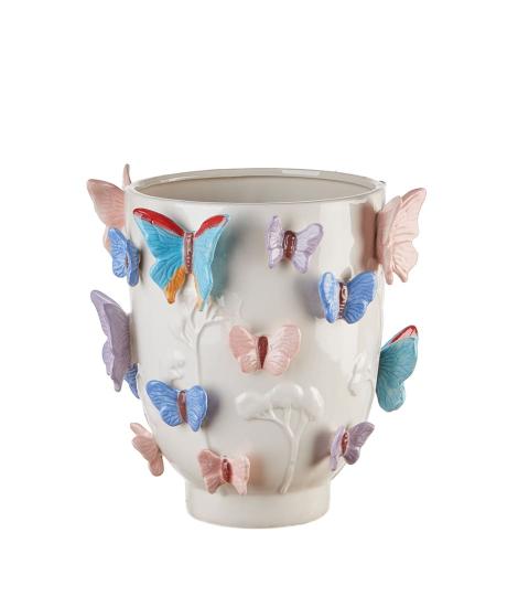 Vaso basso con farfalle 