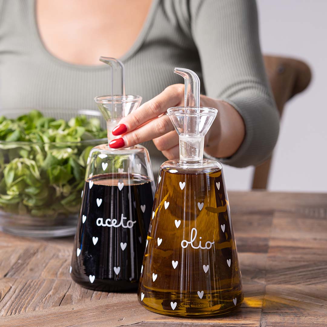 Bottiglia conica vetro "Aceto cuori" 500ml