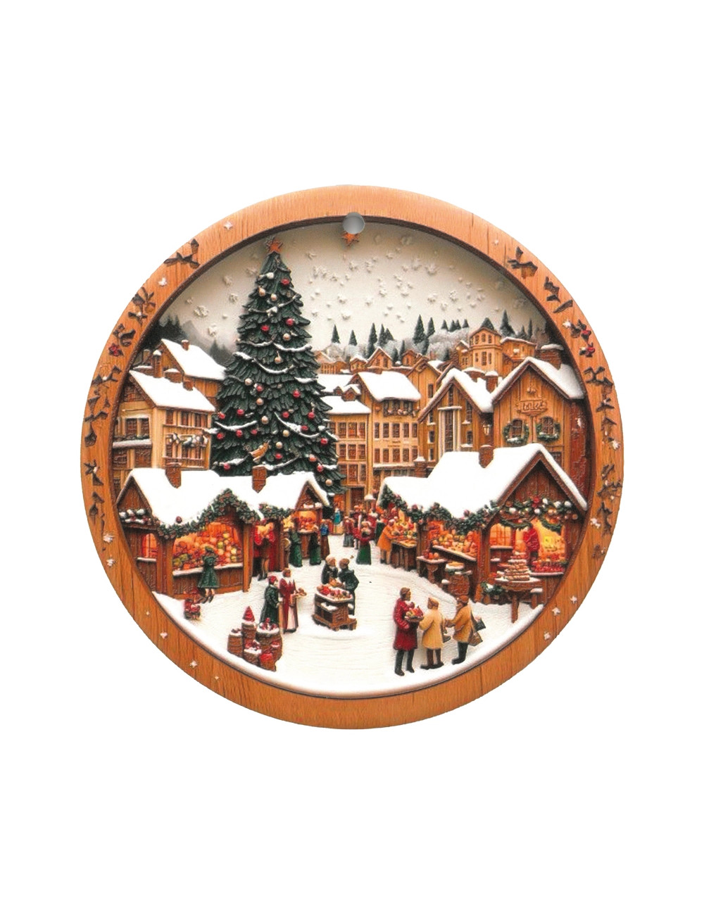 Sottopentola Bianco Natale decoro mercato natalizio in ceramica-sughero