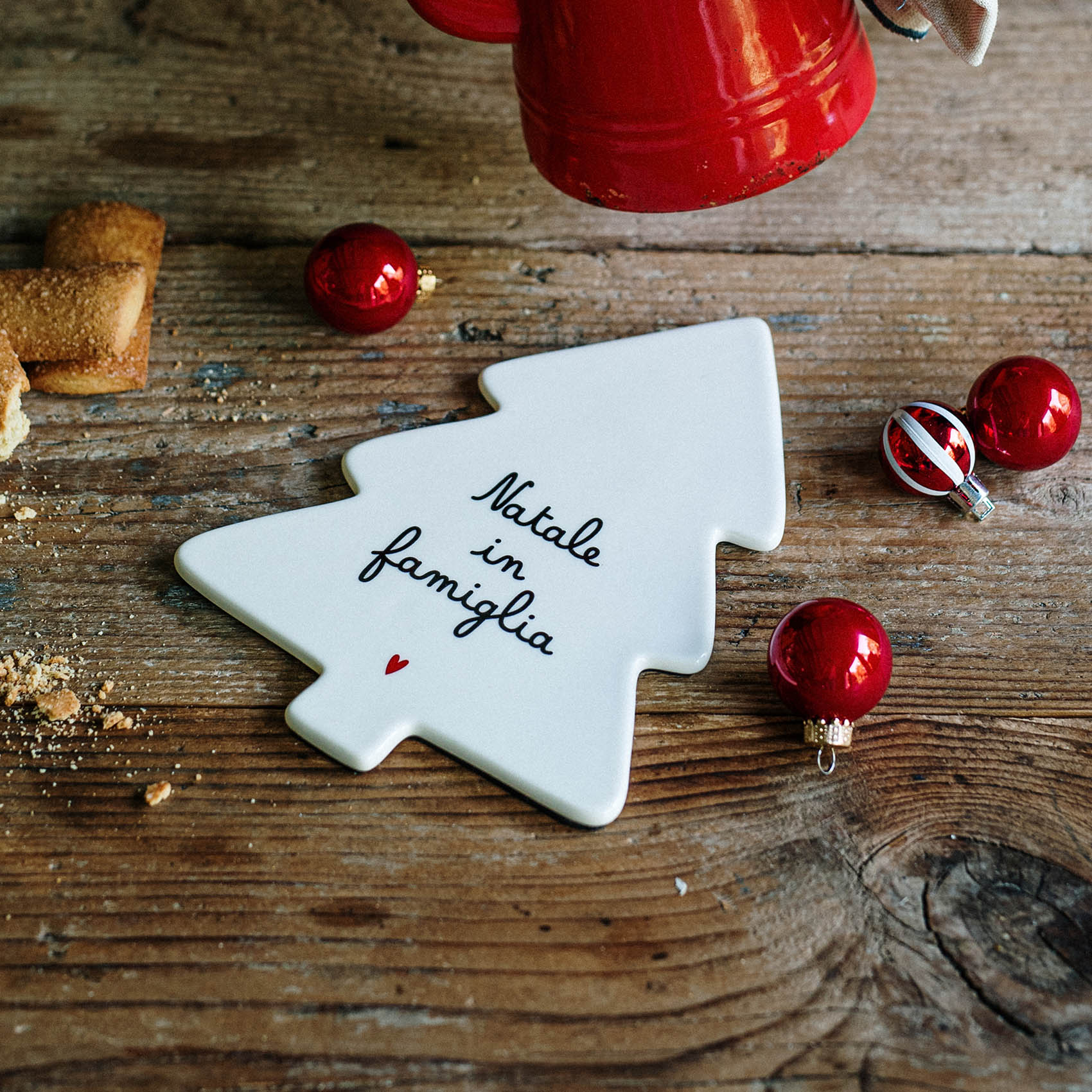 Sottopentola albero in ceramica "Natale in famiglia"