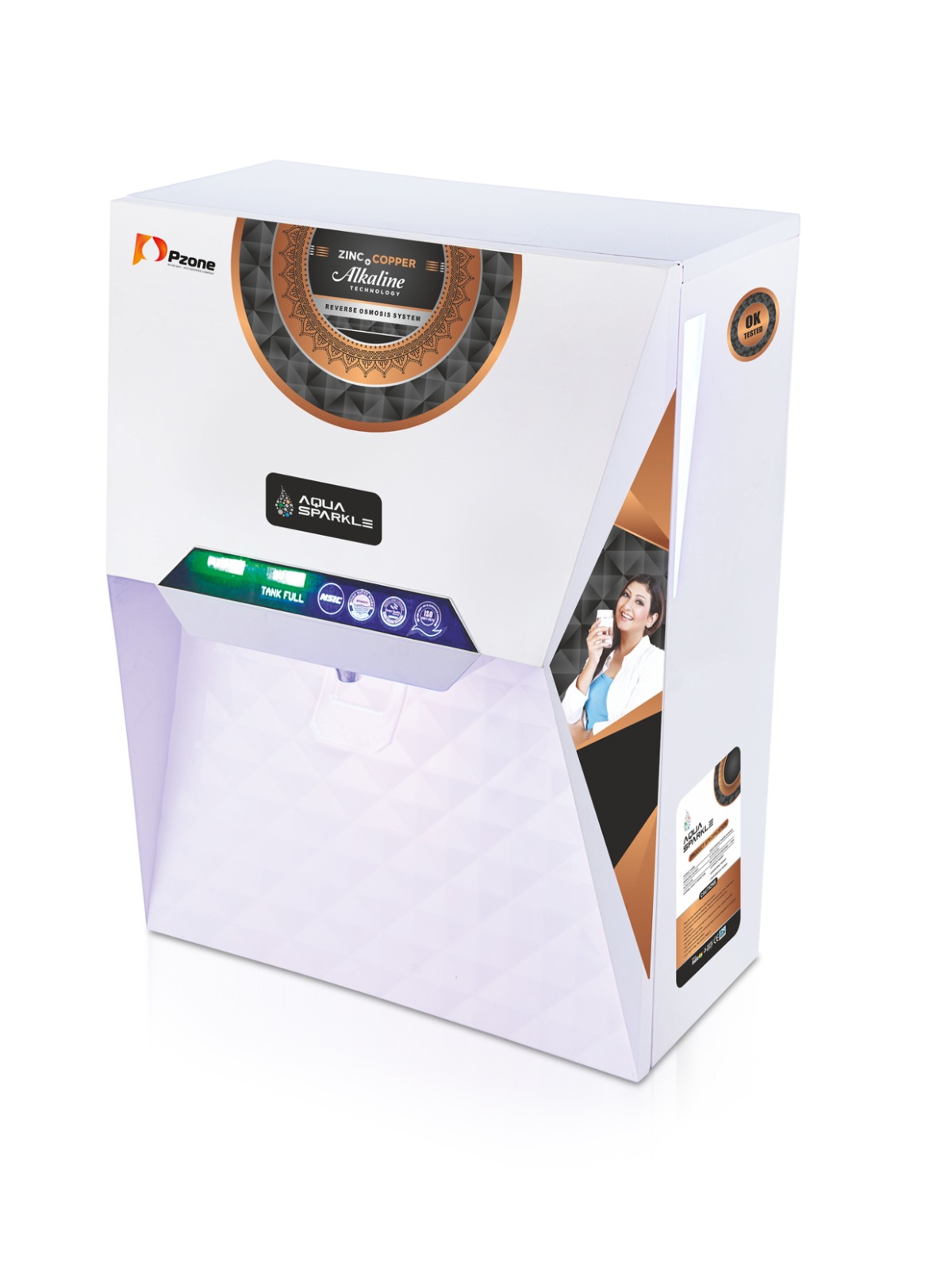 Pzone Sparkle Ro+UV+Cu+Alkaline Water Purifier