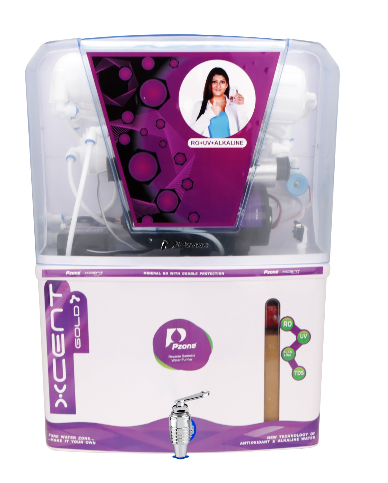 Pzone Xcent Gold Ro+UV+Alkaline Water Purifier (PZ15001)