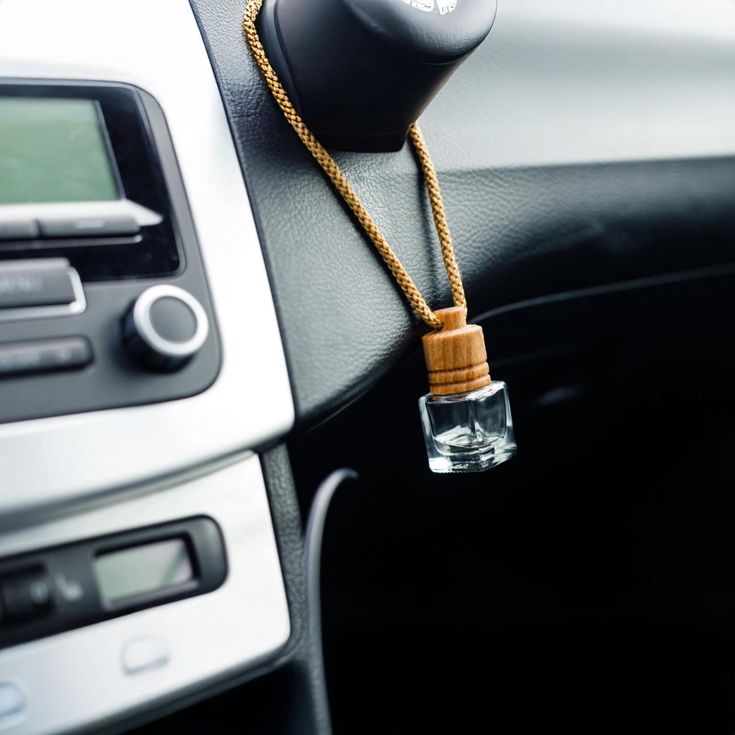 Stylish Car Air Freshener with Wooden Cap - Premium Fragrance, Odor Eliminator, Hanging Design