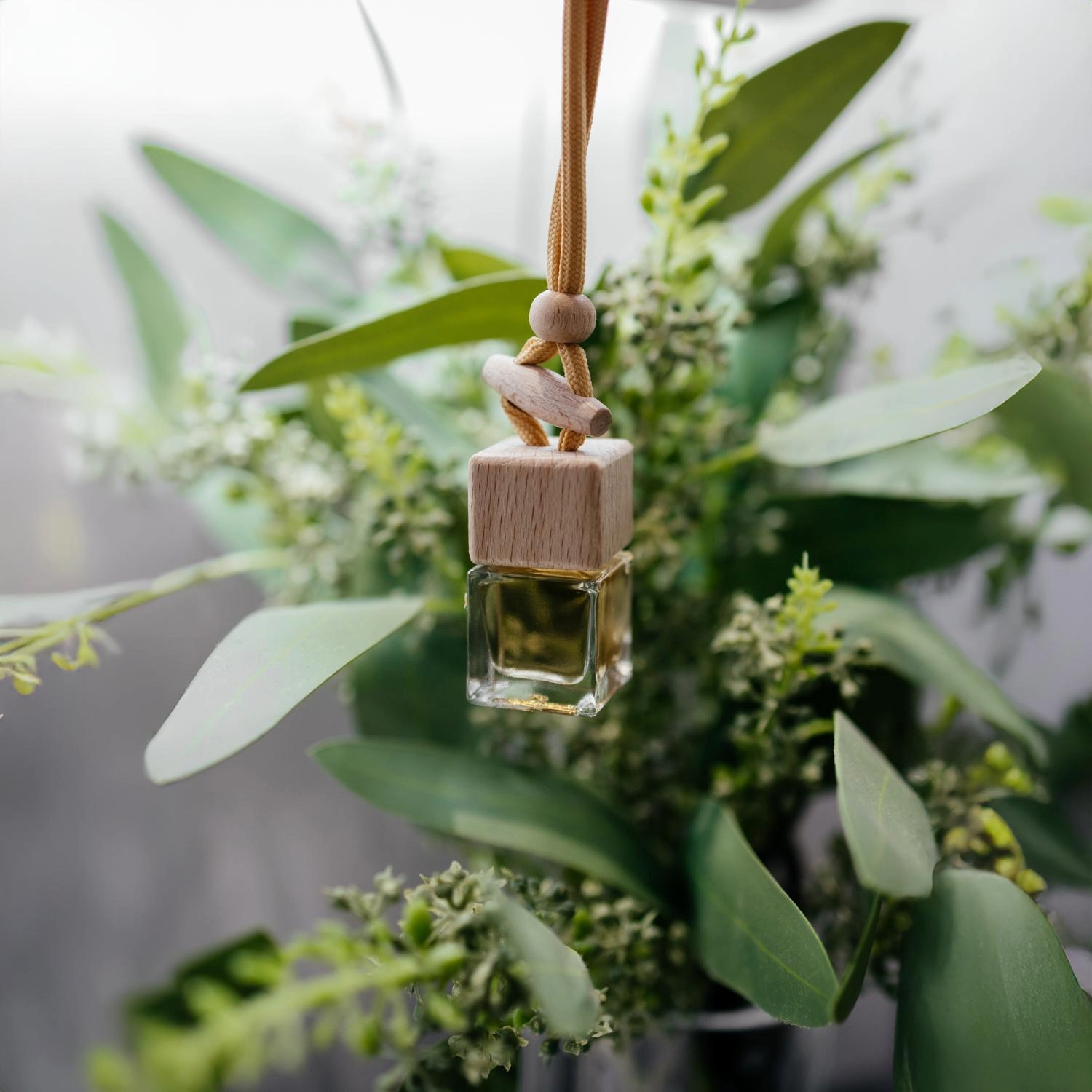 Stylish Car Air Freshener with Wooden Cap - Premium Fragrance, Odor Eliminator, Hanging Design