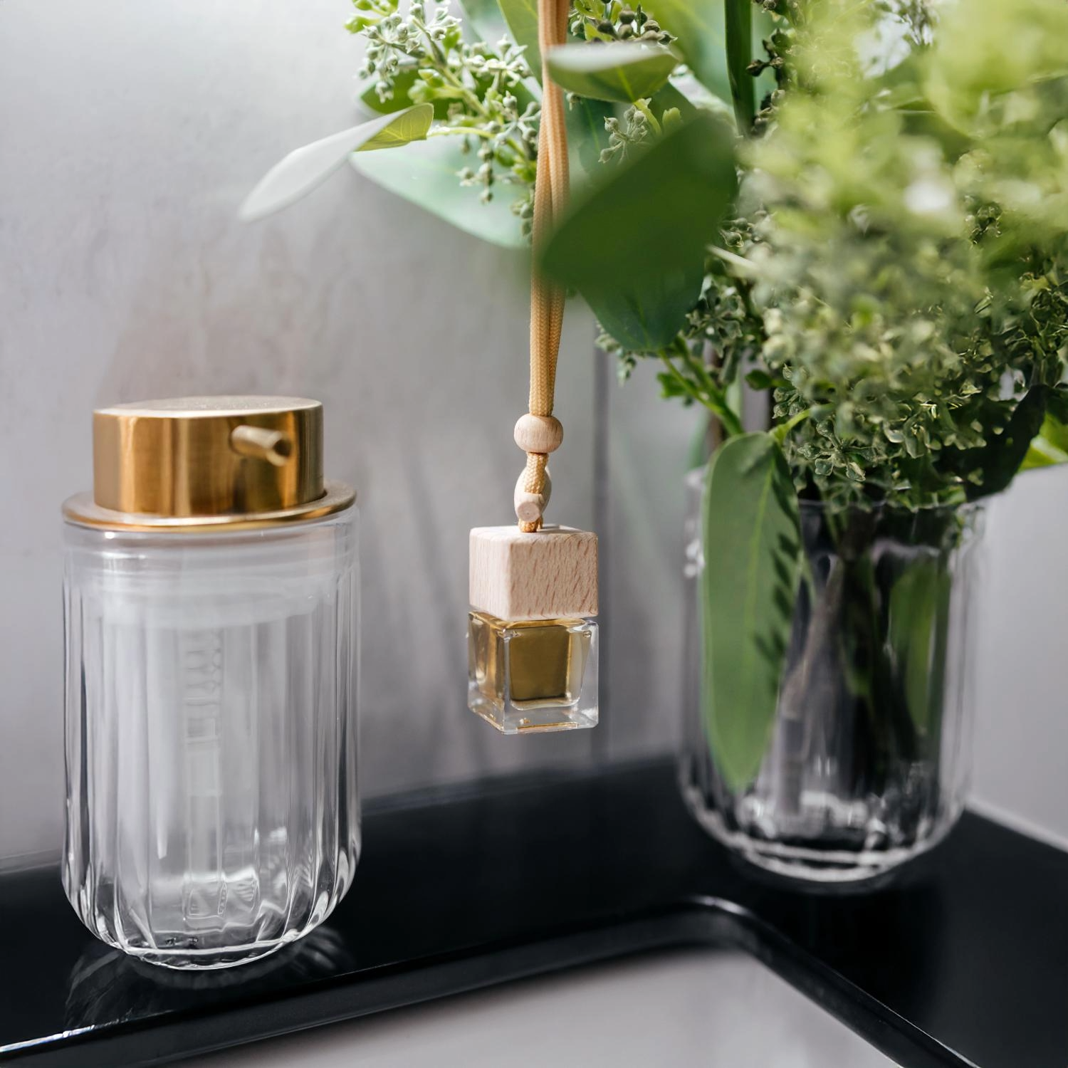 Stylish Car Air Freshener with Wooden Cap - Premium Fragrance, Odor Eliminator, Hanging Design