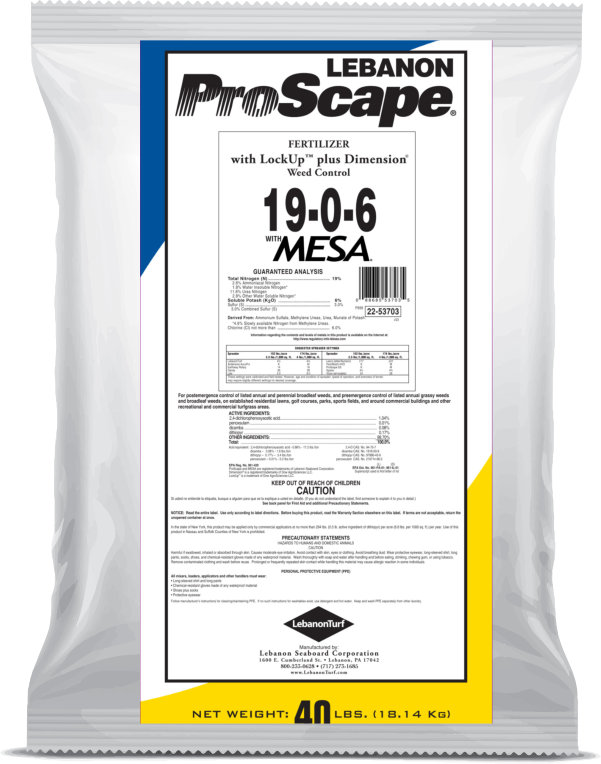 Lebanon ProScape 19-0-6 40% MESA .17% Dimen./LockUp 40lb.