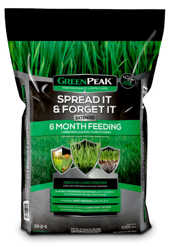 GreenPeak™ Spread It and Forget It™ 6 Month Fertilizer + PEAK Greening and Soil Conditioner 5,000 sq. ft. $50.00