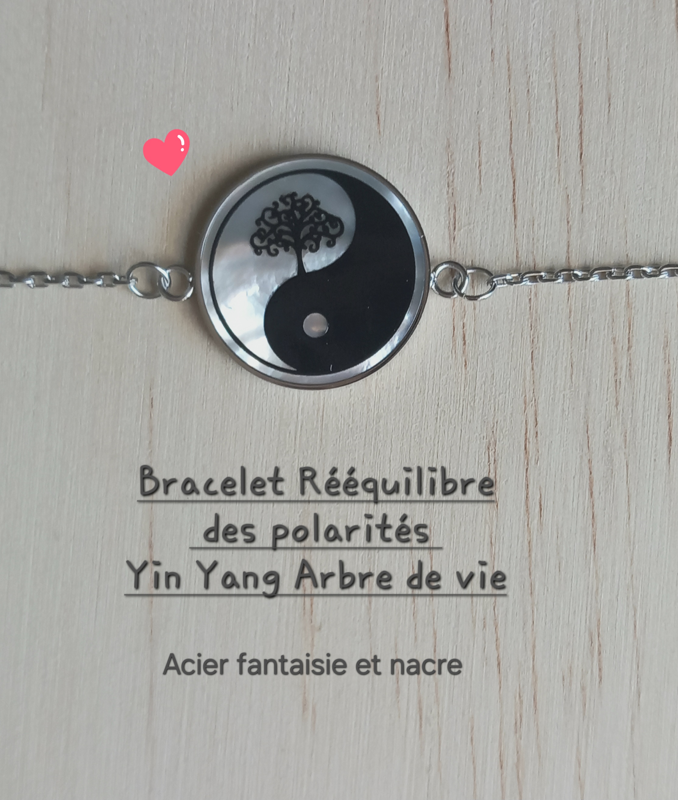 Bracelet Rééquilibre des polarités Yin Yang Arbre de vie 