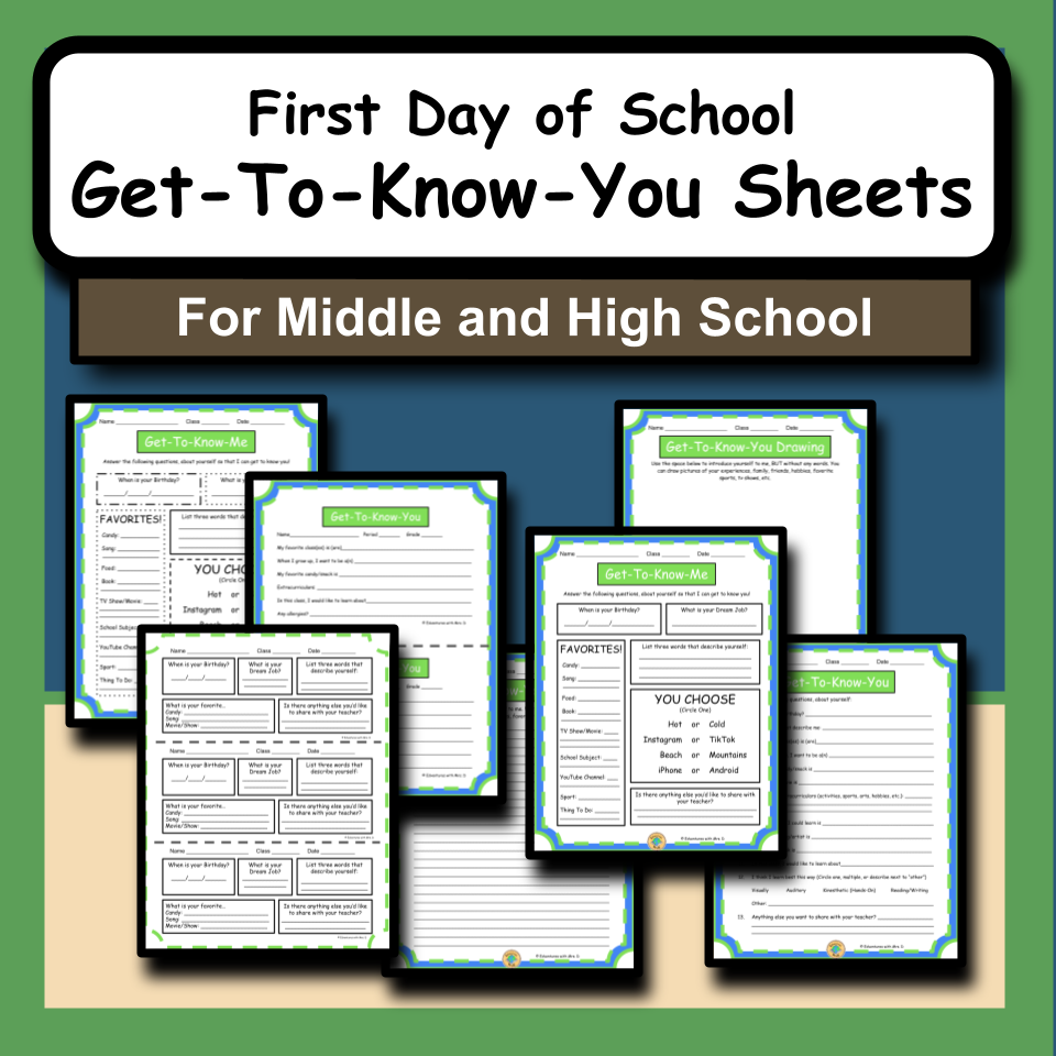 First Day of School Get-To-Know-You Sheets