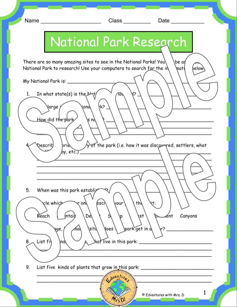 National Parks Research, Project and Gallery Walk