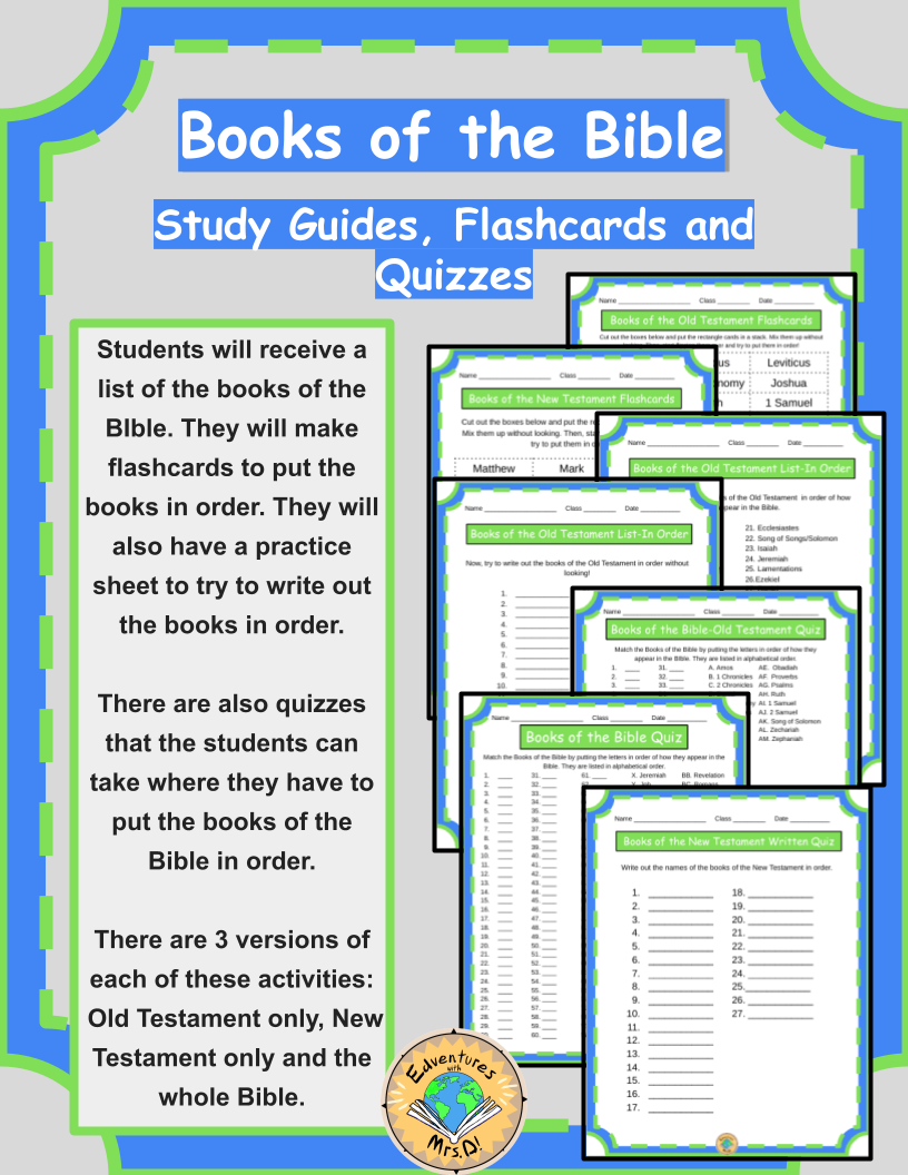 Books of the Bible Memorization Study Tools and Quizzes