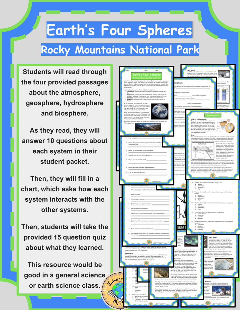 Earth's Four Spheres (Systems): In Rocky Mountain National Park