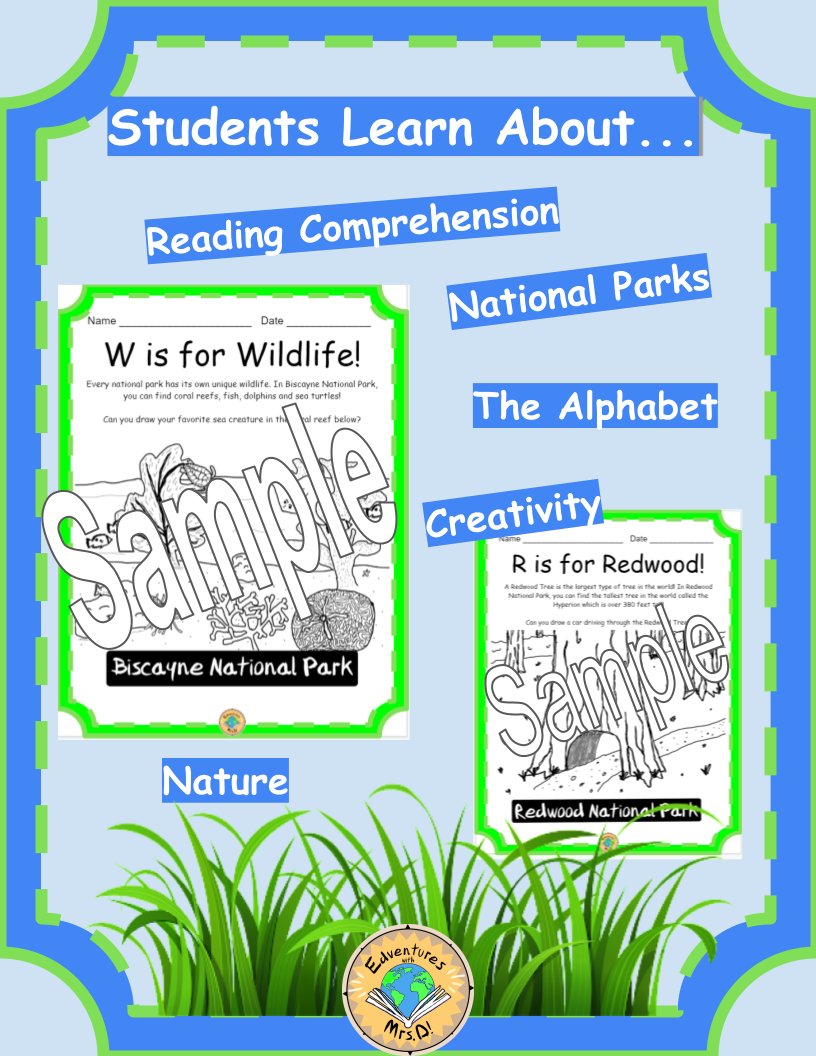 The ABC's of the National Parks Coloring Sheets
