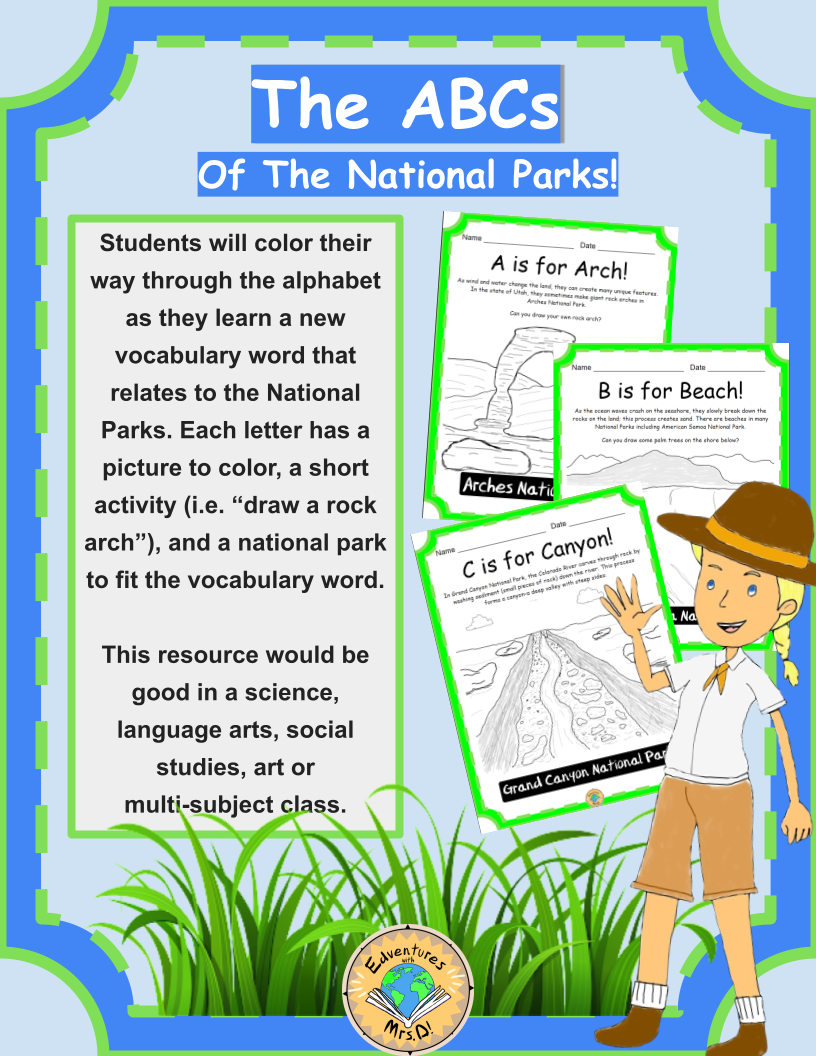 The ABC's of the National Parks Coloring Sheets