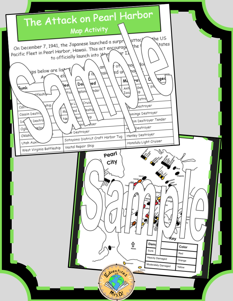 Pearl Harbor Map Activity