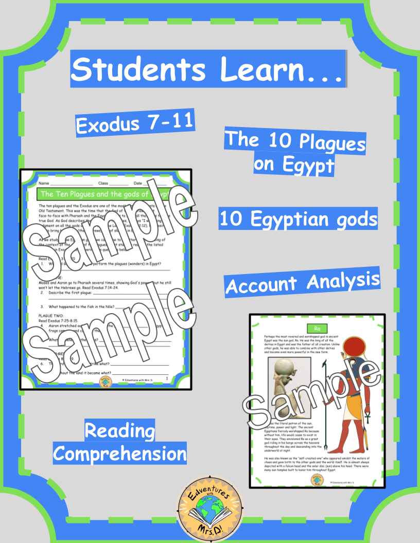 The 10 Plagues and the gods of Egypt Activity