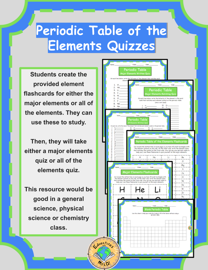 Periodic Table of the Elements Study Tools and Quizzes