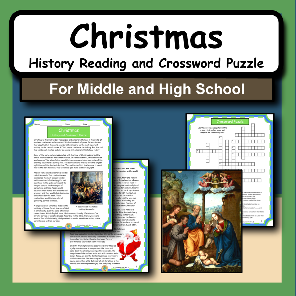 Christmas History Reading and Crossword Puzzle