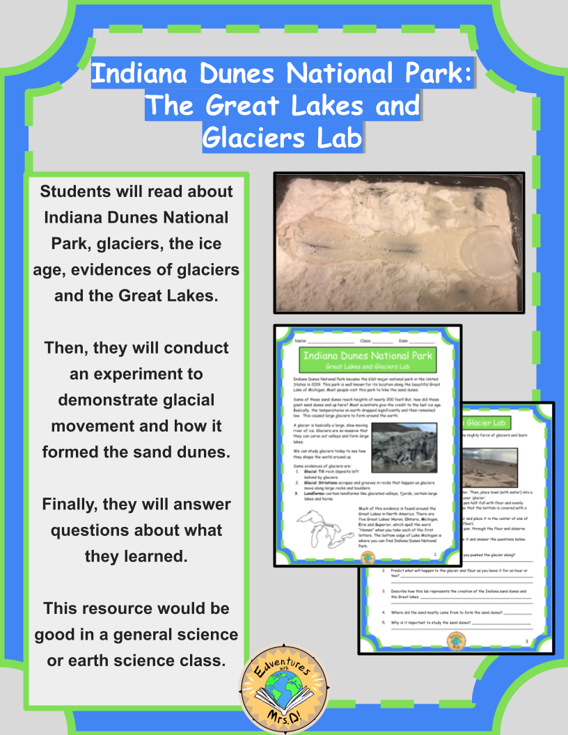 Indiana Dunes National Park Lab Activity: Glaciers and the Great Lakes Lab
