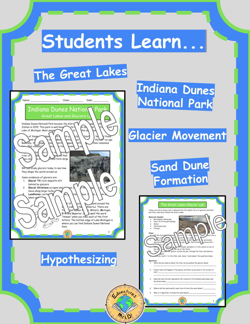 Indiana Dunes National Park Lab Activity: Glaciers and the Great Lakes Lab