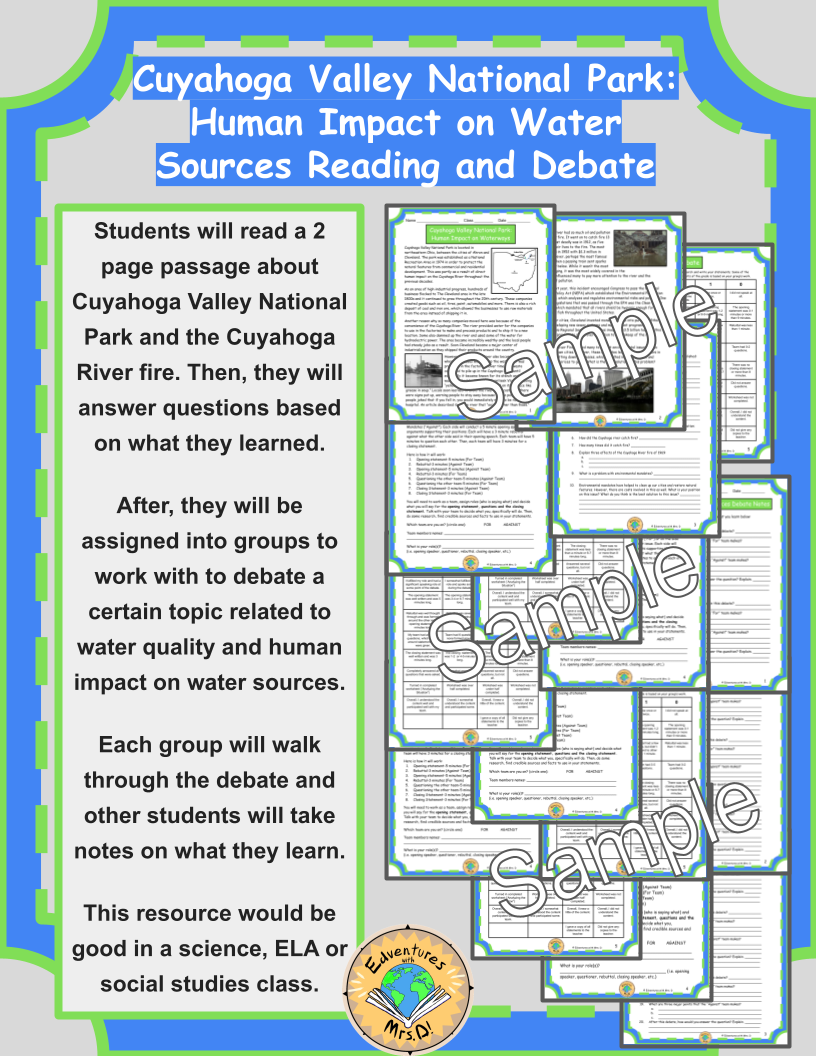 Human Impact on Water: Reading and Debate Activity in Cuyahoga Valley National Park