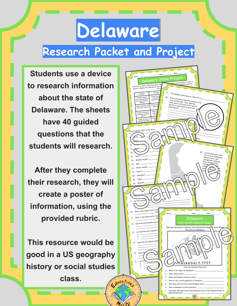 Delaware Research Packet and Project Rubric