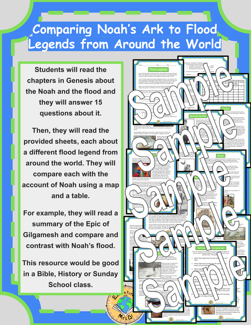 Noah's Flood and Worldwide Flood Legends Activity