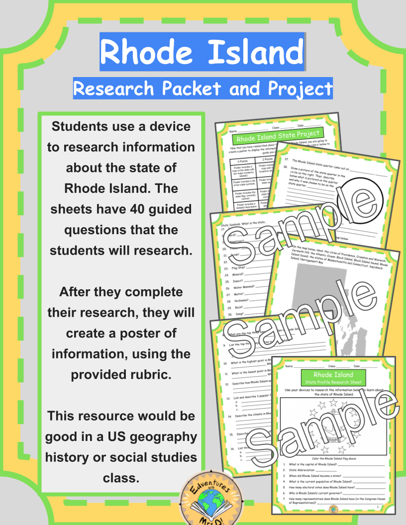 Rhode Island Research Packet and Project Rubric