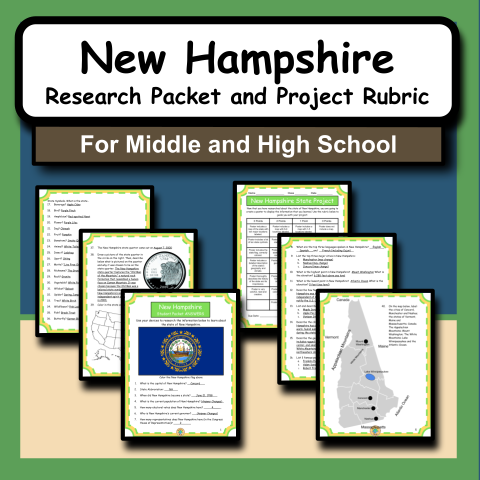 New Hampshire Research Packet and Project Rubric