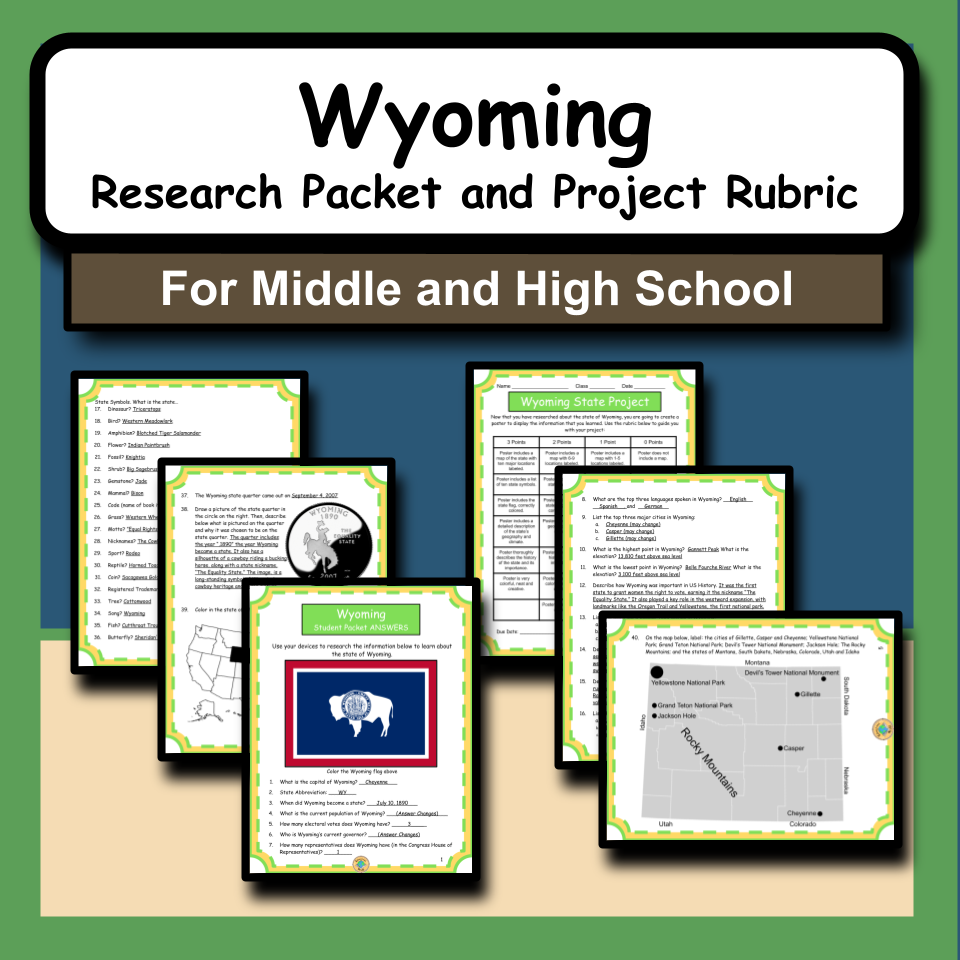 State of Wyoming Research Packet and Project Rubric